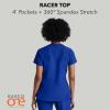 BARCO ONE – Women’s Racer Top, V-Neck Medical Scrub Top w/ 4 Pockets and 360 Spandex Stretch Fabric(Cobalt)