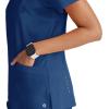 BARCO ONE – Women’s Racer Top, V-Neck Medical Scrub Top w/ 4 Pockets and 360 Spandex Stretch Fabric(Indigo (Navy))
