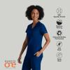BARCO ONE – Women’s Racer Top, V-Neck Medical Scrub Top w/ 4 Pockets and 360 Spandex Stretch Fabric(Indigo (Navy))