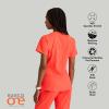 BARCO ONE – Women’s Racer Top, V-Neck Medical Scrub Top w/ 4 Pockets and 360 Spandex Stretch Fabric(Neon Flame)
