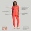 BARCO ONE – Women’s Racer Top, V-Neck Medical Scrub Top w/ 4 Pockets and 360 Spandex Stretch Fabric(Neon Flame)