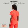 BARCO ONE – Women’s Racer Top, V-Neck Medical Scrub Top w/ 4 Pockets and 360 Spandex Stretch Fabric(Neon Flame)