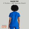 BARCO ONE – Women’s Racer Top, V-Neck Medical Scrub Top w/ 4 Pockets and 360 Spandex Stretch Fabric(New Royal)