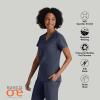 BARCO ONE – Women’s Racer Top, V-Neck Medical Scrub Top w/ 4 Pockets and 360 Spandex Stretch Fabric(Steel)