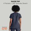 BARCO ONE – Women’s Racer Top, V-Neck Medical Scrub Top w/ 4 Pockets and 360 Spandex Stretch Fabric(Steel)