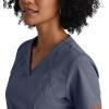 BARCO ONE – Women’s Racer Top, V-Neck Medical Scrub Top w/ 4 Pockets and 360 Spandex Stretch Fabric(Steel)