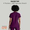 BARCO ONE – Women’s Racer Top, V-Neck Medical Scrub Top w/ 4 Pockets and 360 Spandex Stretch Fabric(Wine)
