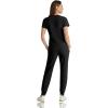 BARCO One Boost Scrub Set for Women – Sporty V-Neck Top, Eco-Friendly Fabric, 4-Way Stretch Women’s Jogger Scrub Set(Black)
