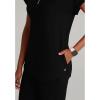 BARCO One Performance Knit Engage Classic Fit Scrub Top for Women – 2-Pocket, Zip Neck Collar Shirt with 360 Spandex Stretch(Black)