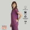 BARCO One Performance Knit Engage Classic Fit Scrub Top for Women – 2-Pocket, Zip Neck Collar Shirt with 360 Spandex Stretch(Dark Mauve Heather)