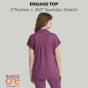 BARCO One Performance Knit Engage Classic Fit Scrub Top for Women – 2-Pocket, Zip Neck Collar Shirt with 360 Spandex Stretch(Dark Mauve Heather)