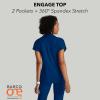 BARCO One Performance Knit Engage Classic Fit Scrub Top for Women – 2-Pocket, Zip Neck Collar Shirt with 360 Spandex Stretch(Indigo)