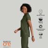 BARCO One Performance Knit Engage Classic Fit Scrub Top for Women – 2-Pocket, Zip Neck Collar Shirt with 360 Spandex Stretch(Olive)