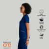 BARCO One Performance Knit Victory Classic Fit Scrub Top for Women – 2-Pocket, V-Neck Shirt with 360 Spandex Stretch(Indigo)