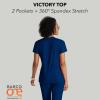 BARCO One Performance Knit Victory Classic Fit Scrub Top for Women – 2-Pocket, V-Neck Shirt with 360 Spandex Stretch(Indigo)