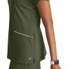 BARCO One Performance Knit Victory Classic Fit Scrub Top for Women – 2-Pocket, V-Neck Shirt with 360 Spandex Stretch(Olive)