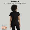 BARCO One Performance Knit Vigor Classic Fit Scrub Top for Women – 3-Pocket Mock Neck Shirt with Moisture Wicking Fabric(Black)