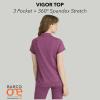 BARCO One Performance Knit Vigor Classic Fit Scrub Top for Women – 3-Pocket Mock Neck Shirt with Moisture Wicking Fabric(Dark Mauve Heather)