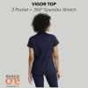 BARCO One Performance Knit Vigor Classic Fit Scrub Top for Women – 3-Pocket Mock Neck Shirt with Moisture Wicking Fabric(Indigo)