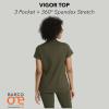 BARCO One Performance Knit Vigor Classic Fit Scrub Top for Women – 3-Pocket Mock Neck Shirt with Moisture Wicking Fabric(Olive)