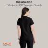 BARCO Unify Mission Scrub Top for Women – 1-Pocket Henley Neckline Top with 360 Spandex Stretch & Wrinkle Release Fabric(Black)