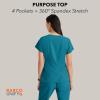 BARCO Unify Purpose Scrub Top for Women – 4-Pocket V-Neck Shirt with 360 Spandex Stretch & Moisture Wicking Fabric(Bahama)
