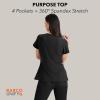 BARCO Unify Purpose Scrub Top for Women – 4-Pocket V-Neck Shirt with 360 Spandex Stretch & Moisture Wicking Fabric(Black)