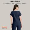 BARCO Unify Purpose Scrub Top for Women – 4-Pocket V-Neck Shirt with 360 Spandex Stretch & Moisture Wicking Fabric(Indigo)