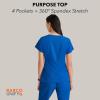 BARCO Unify Purpose Scrub Top for Women – 4-Pocket V-Neck Shirt with 360 Spandex Stretch & Moisture Wicking Fabric(New Royal)