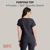 BARCO Unify Purpose Scrub Top for Women – 4-Pocket V-Neck Shirt with 360 Spandex Stretch & Moisture Wicking Fabric(Steel)