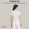 BARCO Unify Purpose Scrub Top for Women – 4-Pocket V-Neck Shirt with 360 Spandex Stretch & Moisture Wicking Fabric(White)