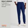 BARCO Unify Rally Scrub Jogger for Men – 6-Pocket Elastic Waist Pants with 360 Spandex Stretch & Moisture Wicking Fabric(Indigo)