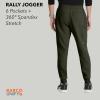 BARCO Unify Rally Scrub Jogger for Men – 6-Pocket Elastic Waist Pants with 360 Spandex Stretch & Moisture Wicking Fabric(Olive)