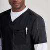 BARCO Unify Rally Scrub Top for Men – 3-Pocket V-Neck Shirt with 360 Spandex Stretch & Soil Release Fabric(Black)