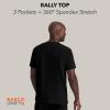 BARCO Unify Rally Scrub Top for Men – 3-Pocket V-Neck Shirt with 360 Spandex Stretch & Soil Release Fabric(Black)