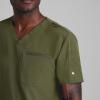 BARCO Unify Rally Scrub Top for Men – 3-Pocket V-Neck Shirt with 360 Spandex Stretch & Soil Release Fabric(Olive)