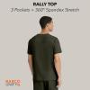 BARCO Unify Rally Scrub Top for Men – 3-Pocket V-Neck Shirt with 360 Spandex Stretch & Soil Release Fabric(Olive)