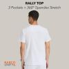 BARCO Unify Rally Scrub Top for Men – 3-Pocket V-Neck Shirt with 360 Spandex Stretch & Soil Release Fabric(White)