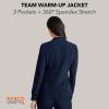 BARCO Unify Team Warm-Up Scrub Jacket for Women – 3-Pocket Jacket Top with 360 Spandex Stretch & Moisture Wicking Fabric(Indigo)