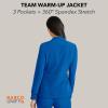BARCO Unify Team Warm-Up Scrub Jacket for Women – 3-Pocket Jacket Top with 360 Spandex Stretch & Moisture Wicking Fabric(New Royal)