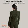 BARCO Unify Team Warm-Up Scrub Jacket for Women – 3-Pocket Jacket Top with 360 Spandex Stretch & Moisture Wicking Fabric(Olive)