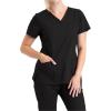 BARCO Essentials Unison Scrub Top for Women – Crossover V-Neck Women’s Scrub Top(Black)