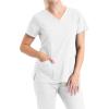 BARCO Essentials Unison Scrub Top for Women – Crossover V-Neck Women’s Scrub Top(White)