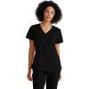 BARCO ONE – Women’s Racer Top, V-Neck Medical Scrub Top w/ 4 Pockets and 360 Spandex Stretch Fabric(Black)