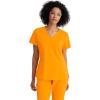 BARCO ONE – Women’s Racer Top, V-Neck Medical Scrub Top w/ 4 Pockets and 360 Spandex Stretch Fabric(Bright Turmeric)