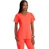 BARCO ONE – Women’s Racer Top, V-Neck Medical Scrub Top w/ 4 Pockets and 360 Spandex Stretch Fabric(Neon Flame)