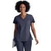 BARCO ONE – Women’s Racer Top, V-Neck Medical Scrub Top w/ 4 Pockets and 360 Spandex Stretch Fabric(Steel)