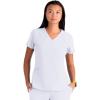 BARCO ONE – Women’s Racer Top, V-Neck Medical Scrub Top w/ 4 Pockets and 360 Spandex Stretch Fabric(White)