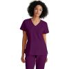 BARCO ONE – Women’s Racer Top, V-Neck Medical Scrub Top w/ 4 Pockets and 360 Spandex Stretch Fabric(Wine)