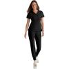 BARCO One Boost Scrub Set for Women – Sporty V-Neck Top, Eco-Friendly Fabric, 4-Way Stretch Women’s Jogger Scrub Set(Black)